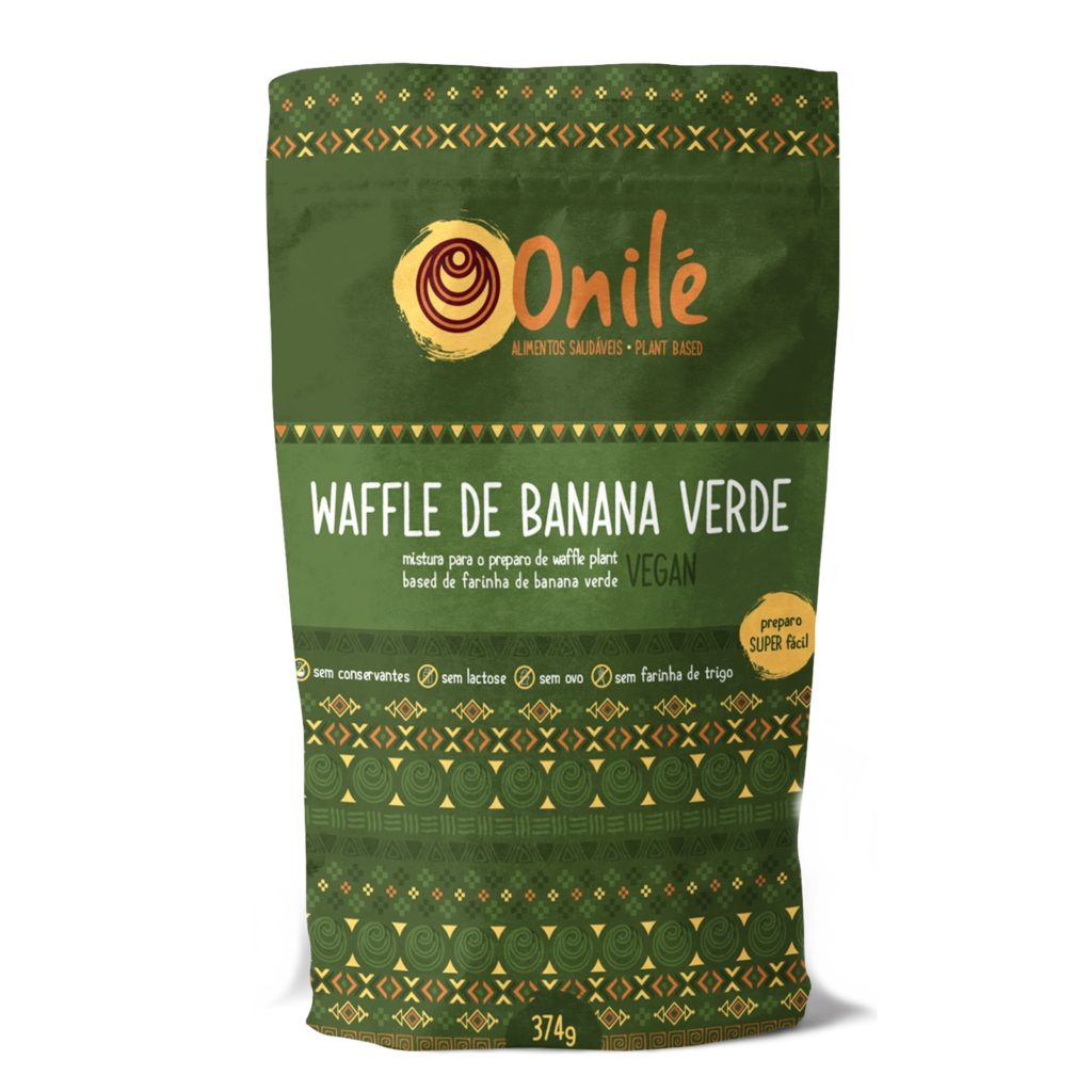 waffle vegano de banana verde onile fundo branco